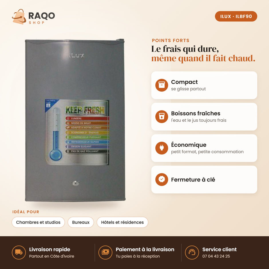 Réfrigérateur Bar iLUX – 90 L - RAQO (points forts)