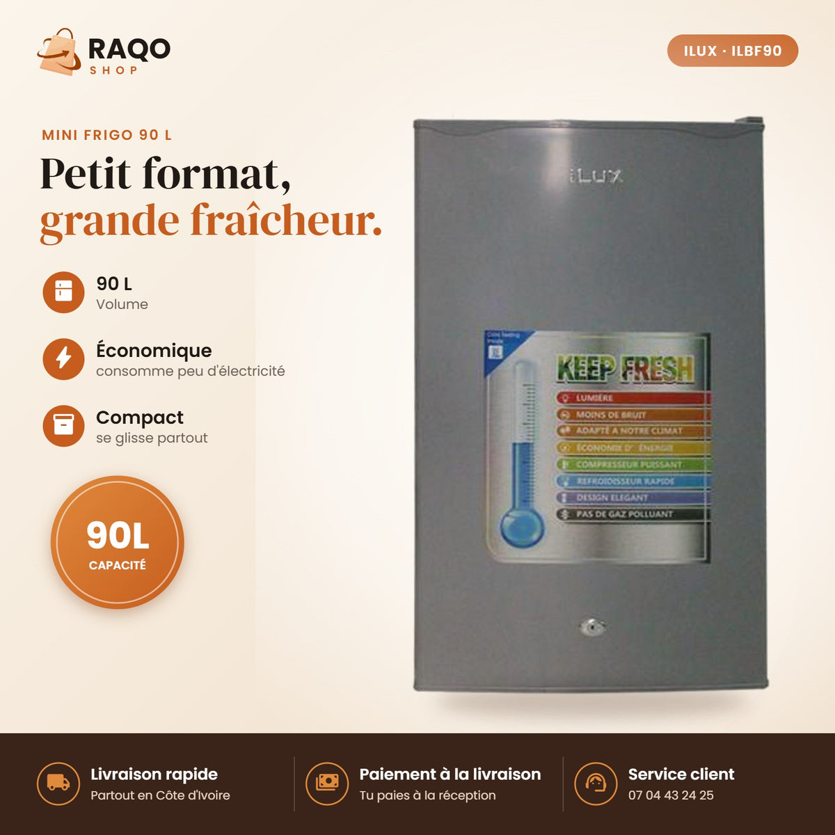 Réfrigérateur Bar iLUX – 90 L - RAQO