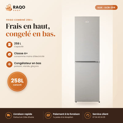 Réfrigérateur Combiné iLUX – 258 L – 3 Tiroirs | ILCB-258