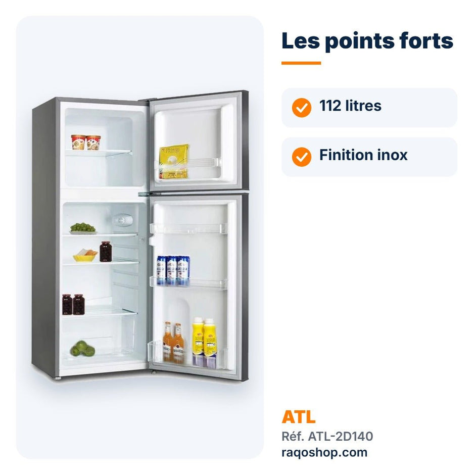 Réfrigérateur double porte ATL 112L – ATL-2D140 - RAQO