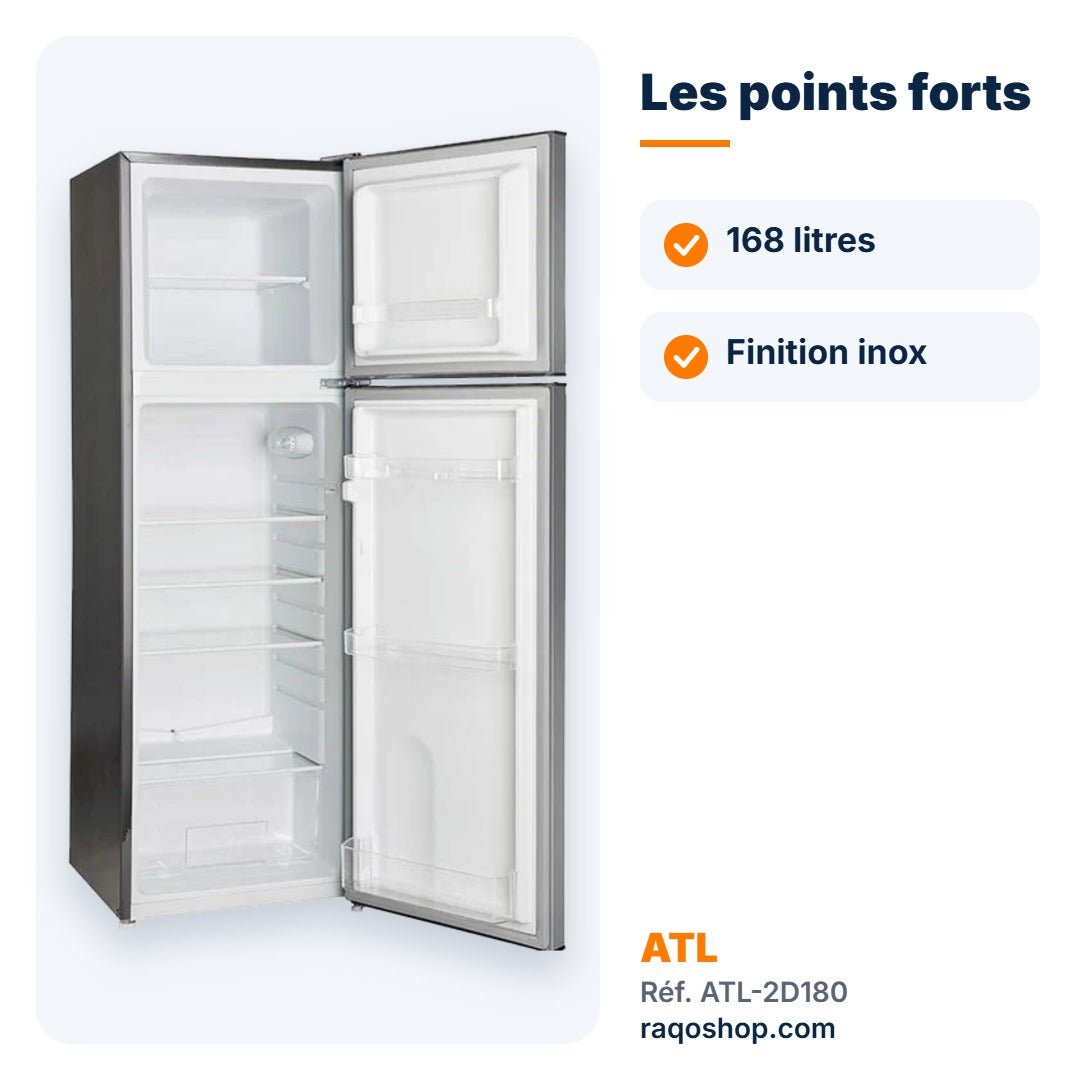 Réfrigérateur double porte ATL 168L – ATL-2D180 - RAQO