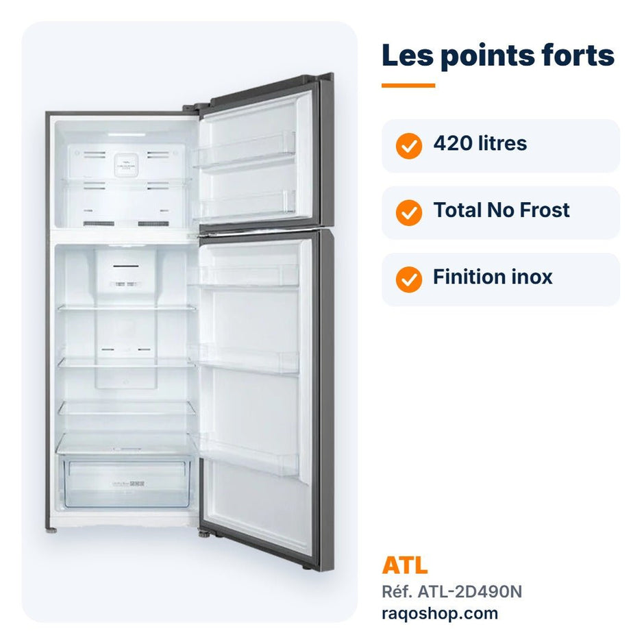Réfrigérateur double porte ATL 420L Total No Frost – ATL-2D490N - RAQO