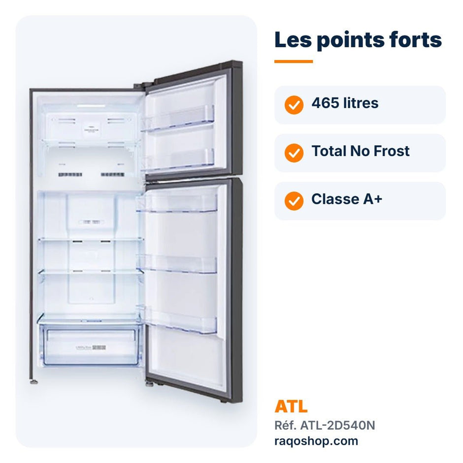 Réfrigérateur double porte ATL 465L Total No Frost – ATL-2D540N - RAQO