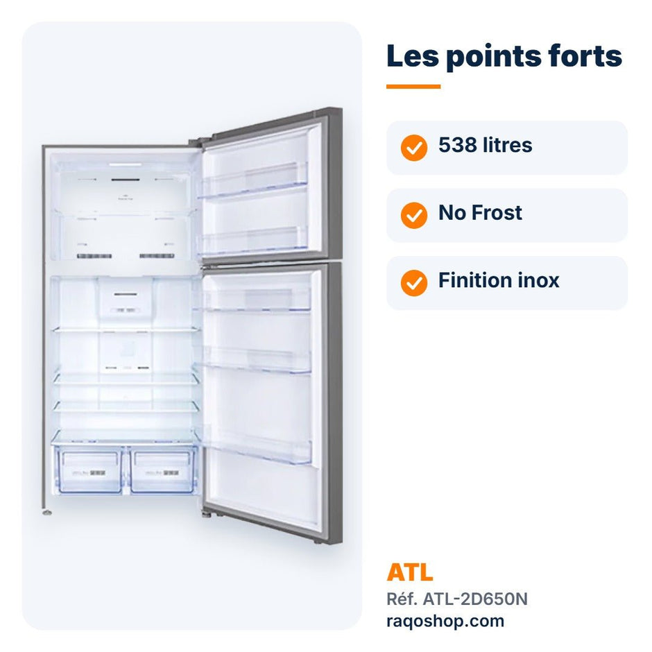 Réfrigérateur double porte ATL 538L No Frost – ATL-2D650N - RAQO