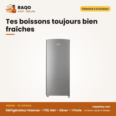 Réfrigérateur Hisense – 176L Net – Silver – 1 Porte | RS-23DR4SA