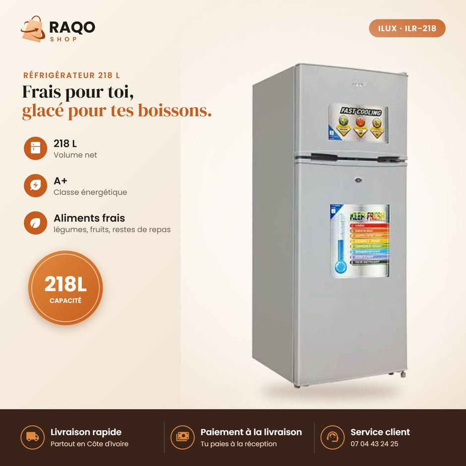 Réfrigérateur iLUX – 218 L - RAQO
