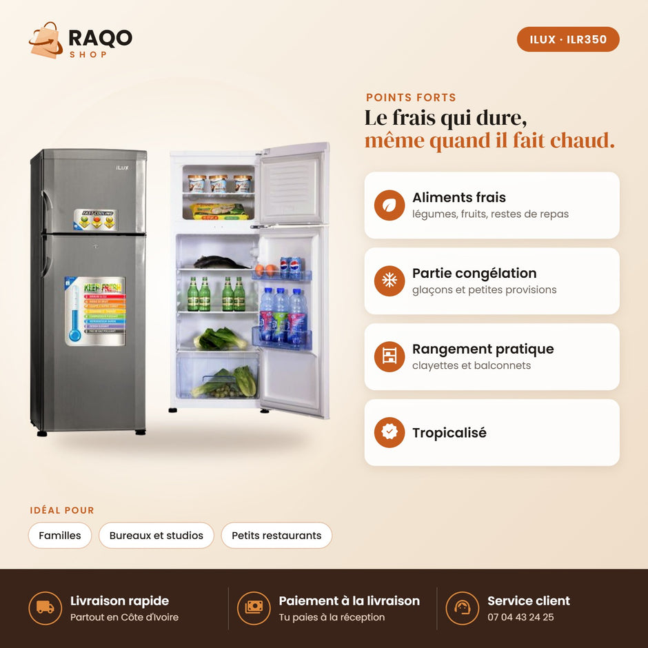 Réfrigérateur iLUX – 350 L - RAQO (points forts)