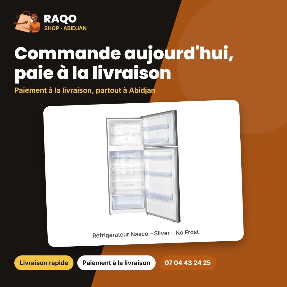 Réfrigérateur Nasco – Silver – No Frost – 425L Net (330LT+95LT) | HNASFC2-54 - RAQO