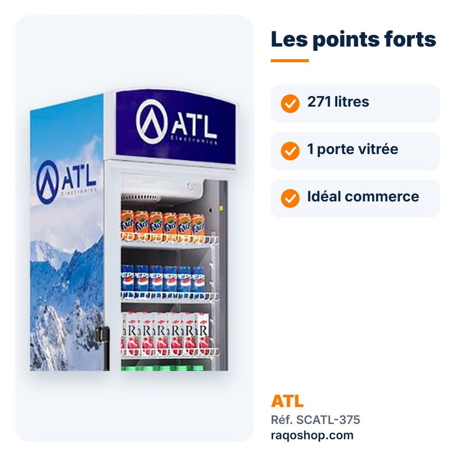 Refroidisseur vitré ATL 271L 1 porte – SCATL-375 - RAQO