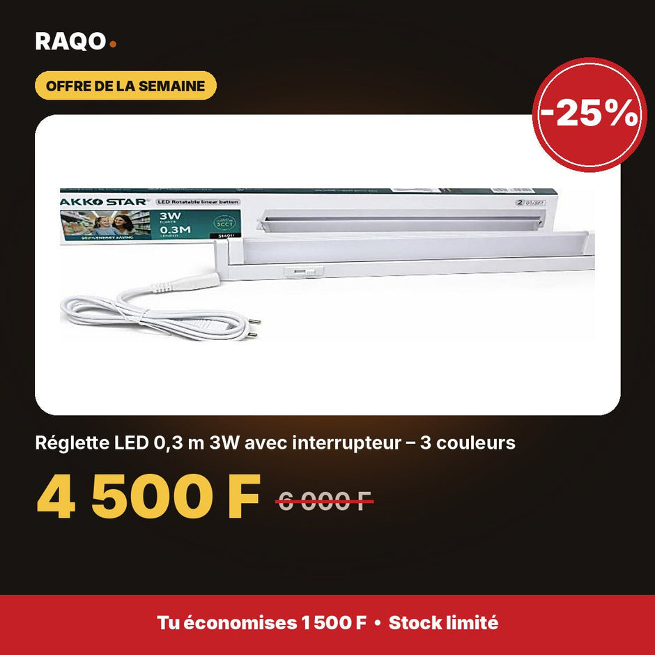 Réglette LED 0,3 m 3W avec interrupteur – 3 couleurs | Akko Star - RAQO