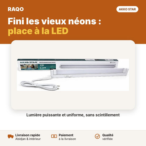 Réglette LED 0,3 m 3W avec interrupteur – 3 couleurs | Akko Star - RAQO