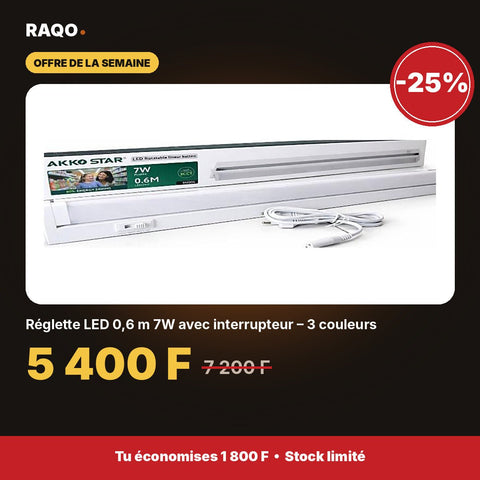 Réglette LED 0,6 m 7W avec interrupteur – 3 couleurs | Akko Star - RAQO