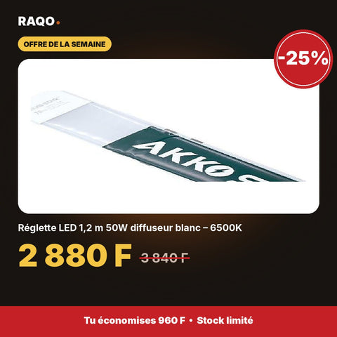 Réglette LED 1,2 m 50W diffuseur blanc – 6500K | Akko Star - RAQO