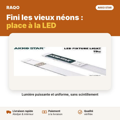 Réglette LED 1,2 m 70W diffuseur transparent – 6500K | Akko Star - RAQO