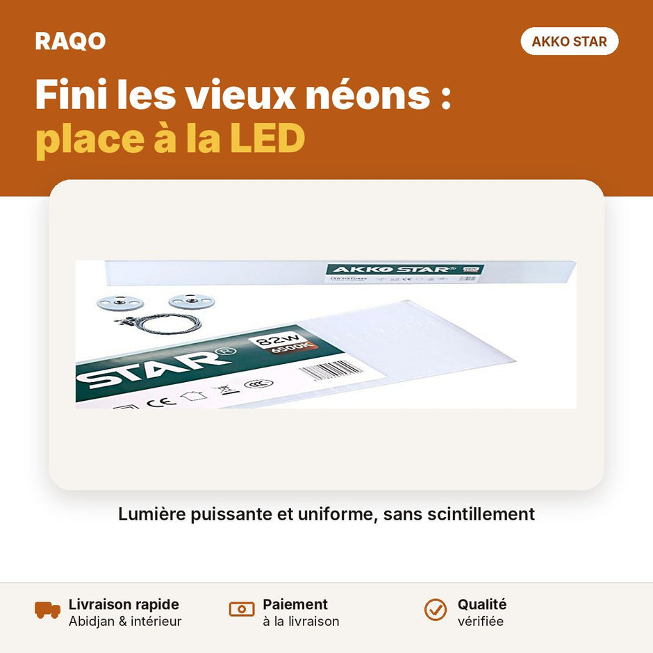 Réglette LED 1,2 m 82W haute luminosité – 6500K | Akko Star - RAQO
