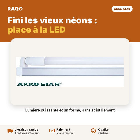 Réglette LED complète 0,6 m 9W avec tube | Akko Star - RAQO