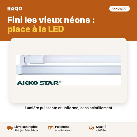 Réglette LED complète 1,2 m 20W avec tube | Akko Star - RAQO