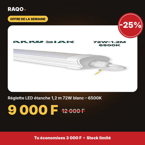 Réglette LED étanche 1,2 m 72W blanc – 6500K | Akko Star - RAQO