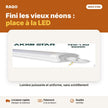Réglette LED étanche 1,2 m 72W transparent – 6500K | Akko Star - RAQO