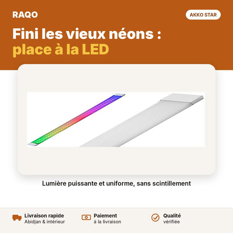 Réglette LED RGB 1,2 m 4W – multicolore | Akko Star - RAQO