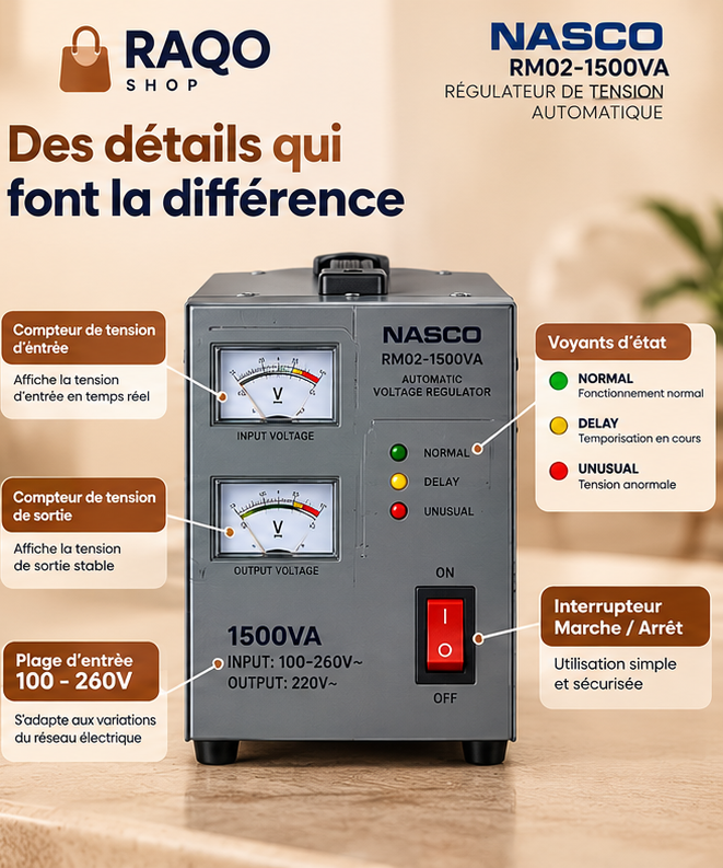 Stabilisateur Nasco RM02-1500VA - RAQO Shop