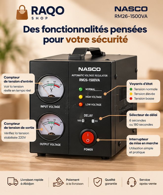 Stabilisateur Nasco RM26-1500VA - RAQO Shop