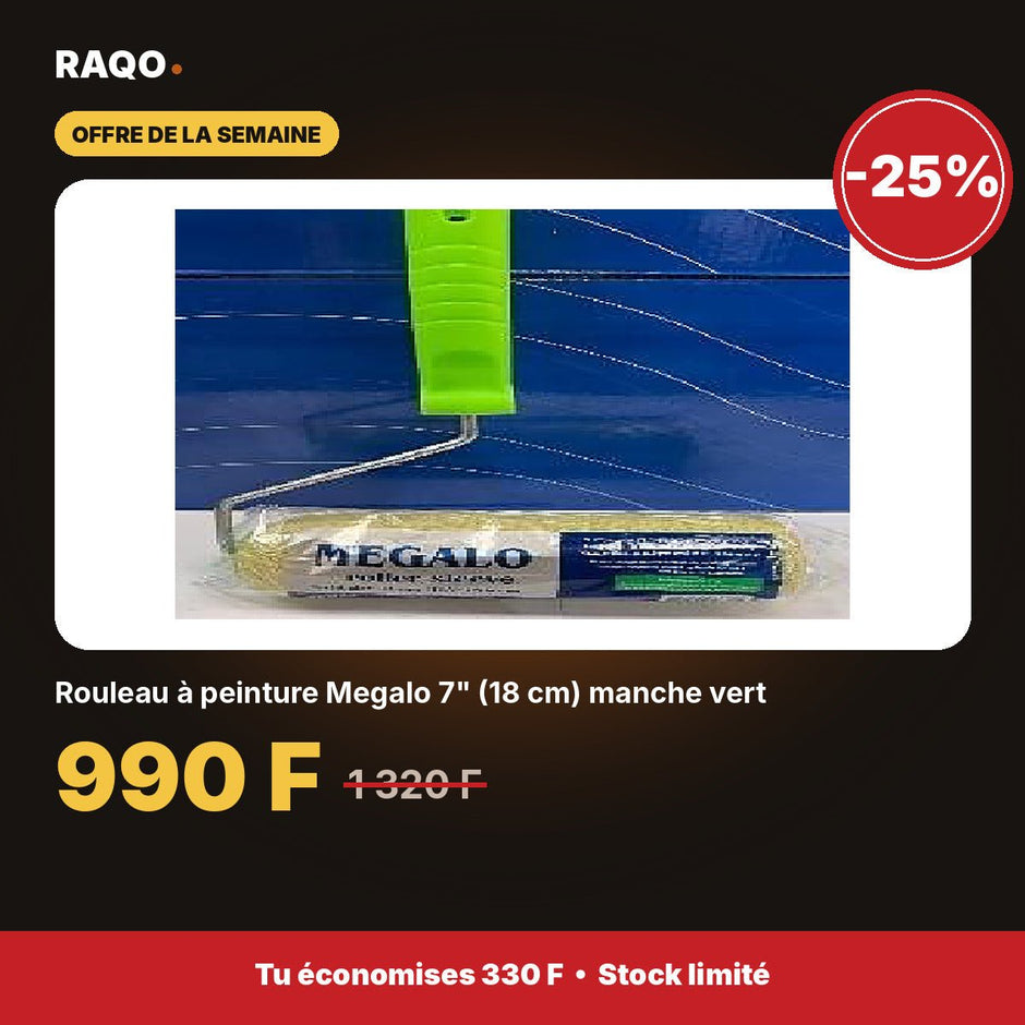 Rouleau à peinture Megalo 7" (18 cm) manche vert - RAQO