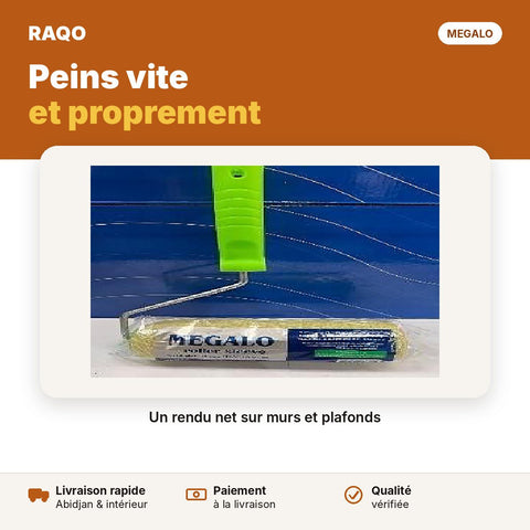 Rouleau à peinture Megalo 7" (18 cm) manche vert - RAQO