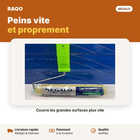 Rouleau à peinture Megalo 9" (23 cm) manche vert - RAQO
