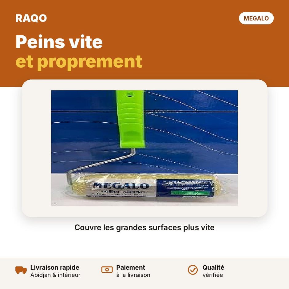Rouleau à peinture Megalo 9" (23 cm) manche vert - RAQO