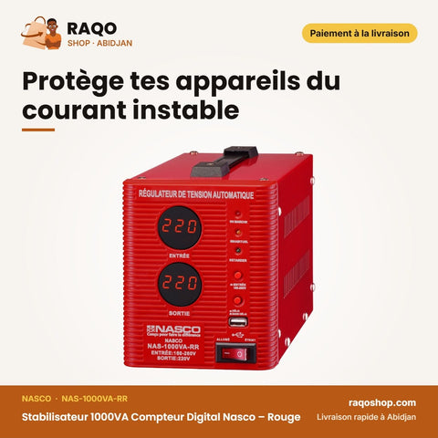 Stabilisateur 1000VA Compteur Digital Nasco | RAQO Shop