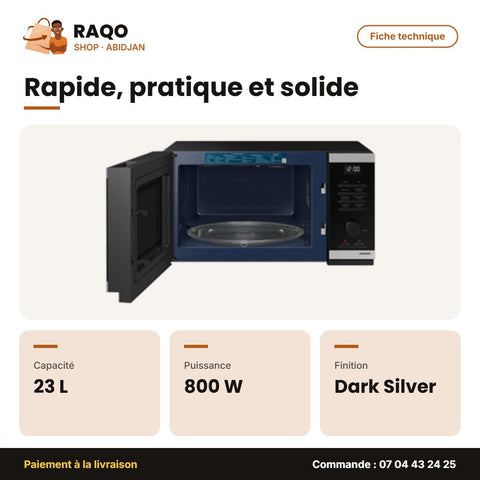 Four à Micro-Ondes Samsung 23L – 800W – Dark Silver – Grill | MG23DG4524ATE1
