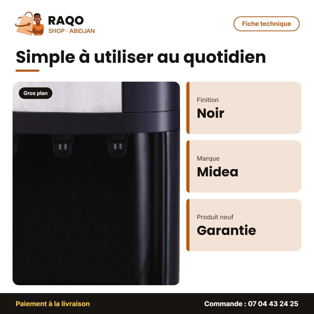 Distributeur D'eau Nasco 3 Robinets avec une Cabine Couleur Noir | YL-1638S-W