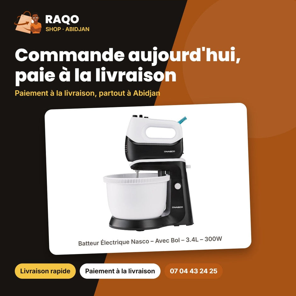 Batteur Électrique Nasco – Avec Bol – 3.4L – 300W | HMT0002-GS