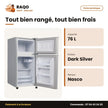 Réfrigérateur Double Porte Nasco – 76L (55LT+21LT) – Dark Silver | NASF2-105FL-DS