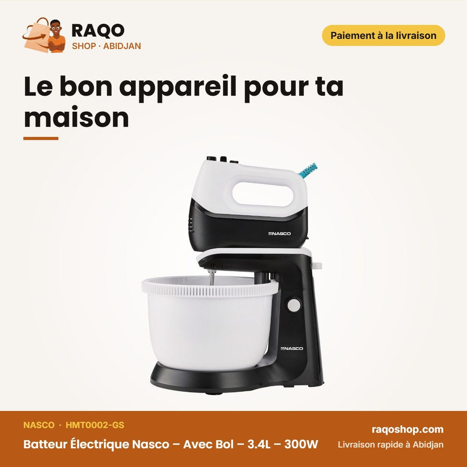 Batteur Électrique Nasco – Avec Bol – 3.4L | RAQO Shop