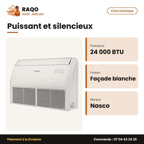 Split Allège (Plafond-Sol) Nasco – 24.000 BTU – Façade Blanche | NAS-TCF-24N1