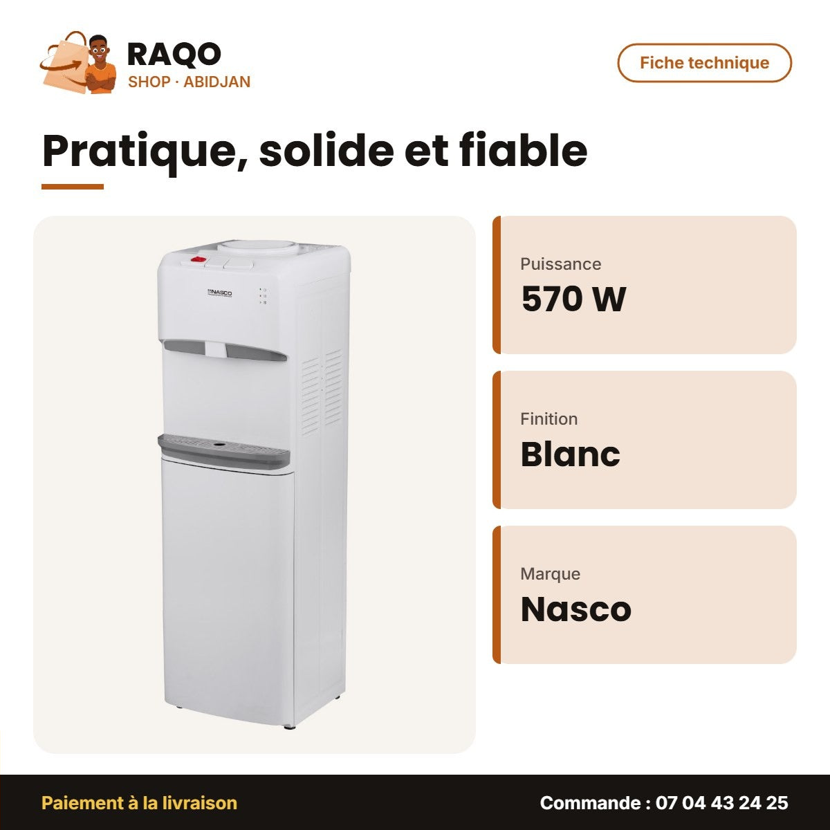 Distributeur D'eau Nasco – Blanc – 3 Robinets – 570W | YL1632S