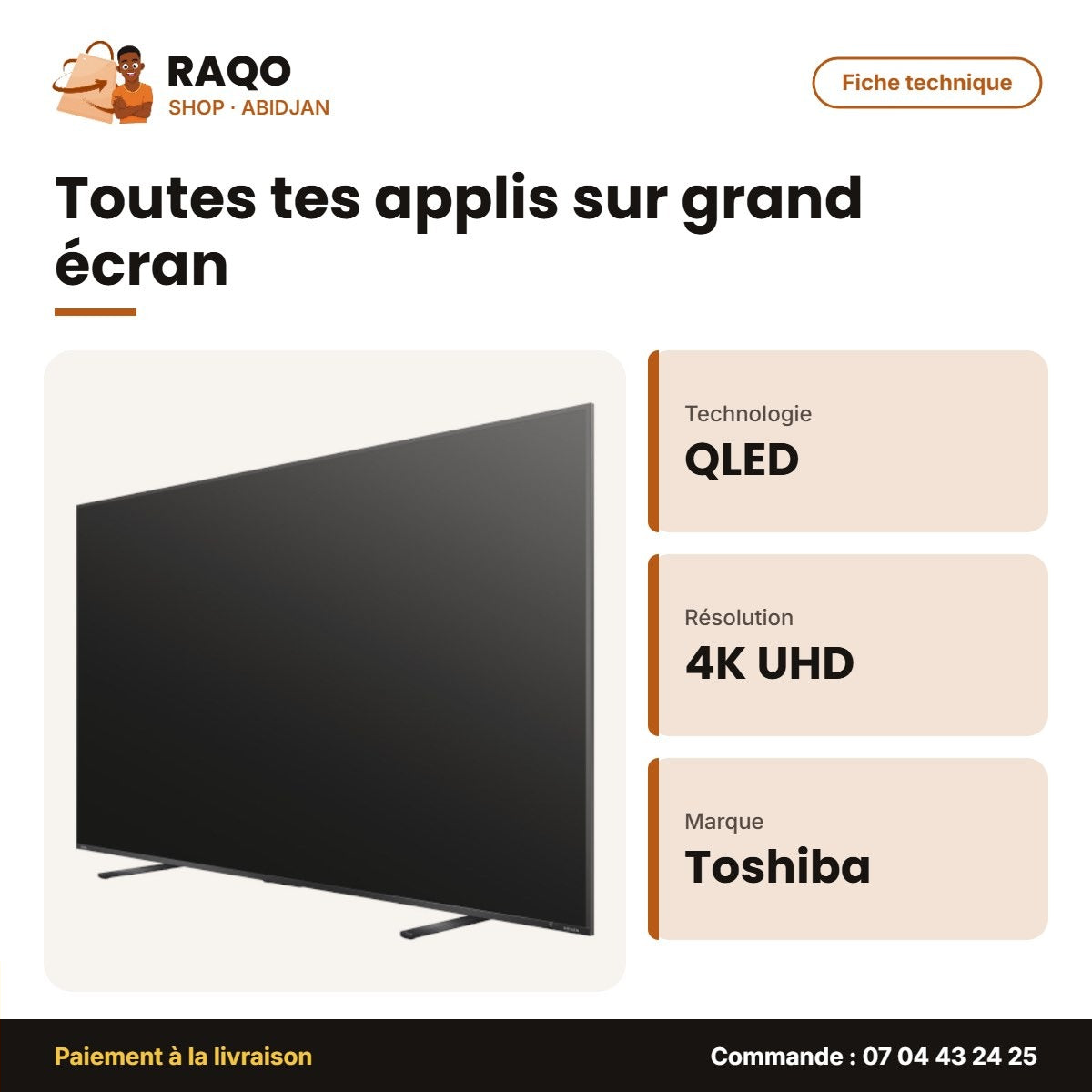TV QLED Toshiba 100 Pouces 4K 144Hz REGZA Gaming TV – Fiche technique | RAQO Shop
