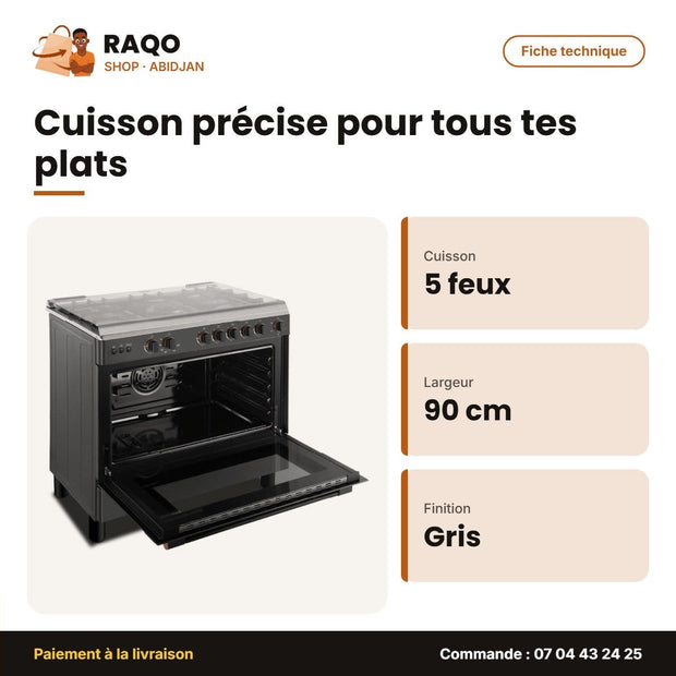 Gazinière Toshiba 5 Feux – 90cm – Allumage Auto – Fiche technique | RAQO Shop