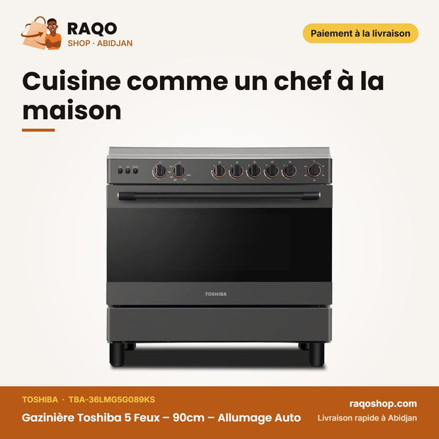 Gazinière Toshiba 5 Feux – 90cm – Allumage Auto – Cuisine comme un chef à la maison | RAQO Shop
