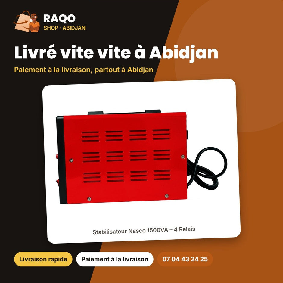 Stabilisateur Nasco 1500VA – 4 Relais – Livré vite vite à Abidjan | RAQO Shop
