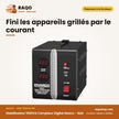 Stabilisateur 1500VA Compteur Digital Nasco – Noir – Fini les appareils grillés par le courant | RAQO Shop