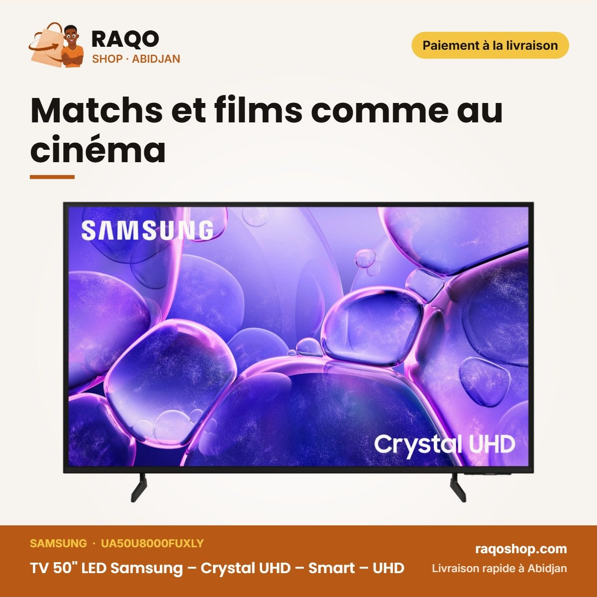 TV 50'' LED Samsung – Crystal UHD – Smart – UHD | RAQO Shop