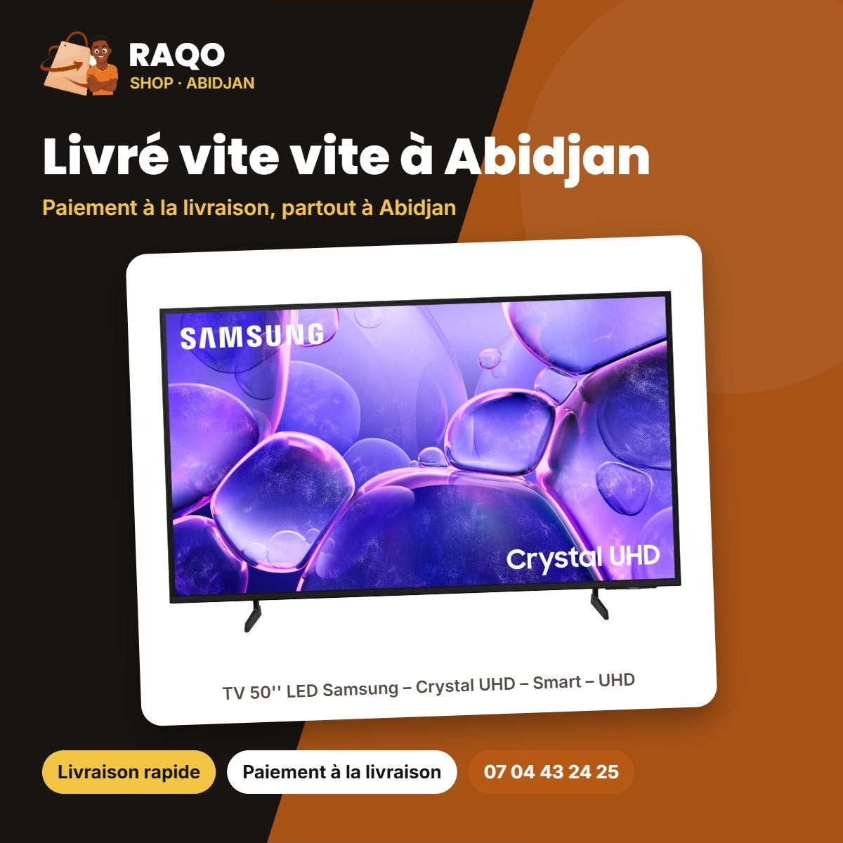 TV 50'' LED Samsung – Crystal UHD – Smart – UHD | UA50U8000FUXLY