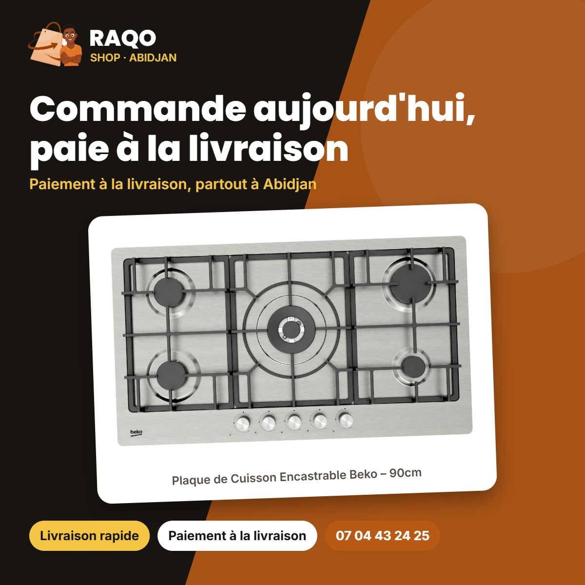 Plaque de Cuisson Encastrable Beko – 90cm – 5 Bruleurs à Gaz – Acier Inox. | BEKO_HIMW95226SXEL
