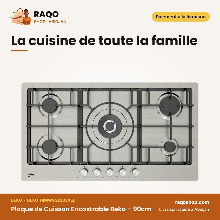 Plaque de Cuisson Encastrable Beko – 90cm – 5 Bruleurs à Gaz – Acier Inox. | BEKO_HIMW95226SXEL