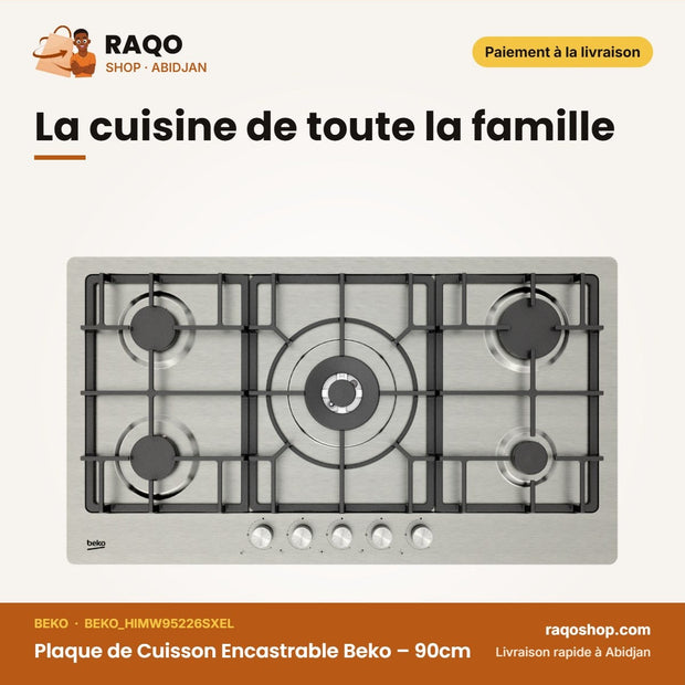 Plaque de Cuisson Encastrable Beko – 90cm – 5 Bruleurs à Gaz – Acier Inox. | BEKO_HIMW95226SXEL