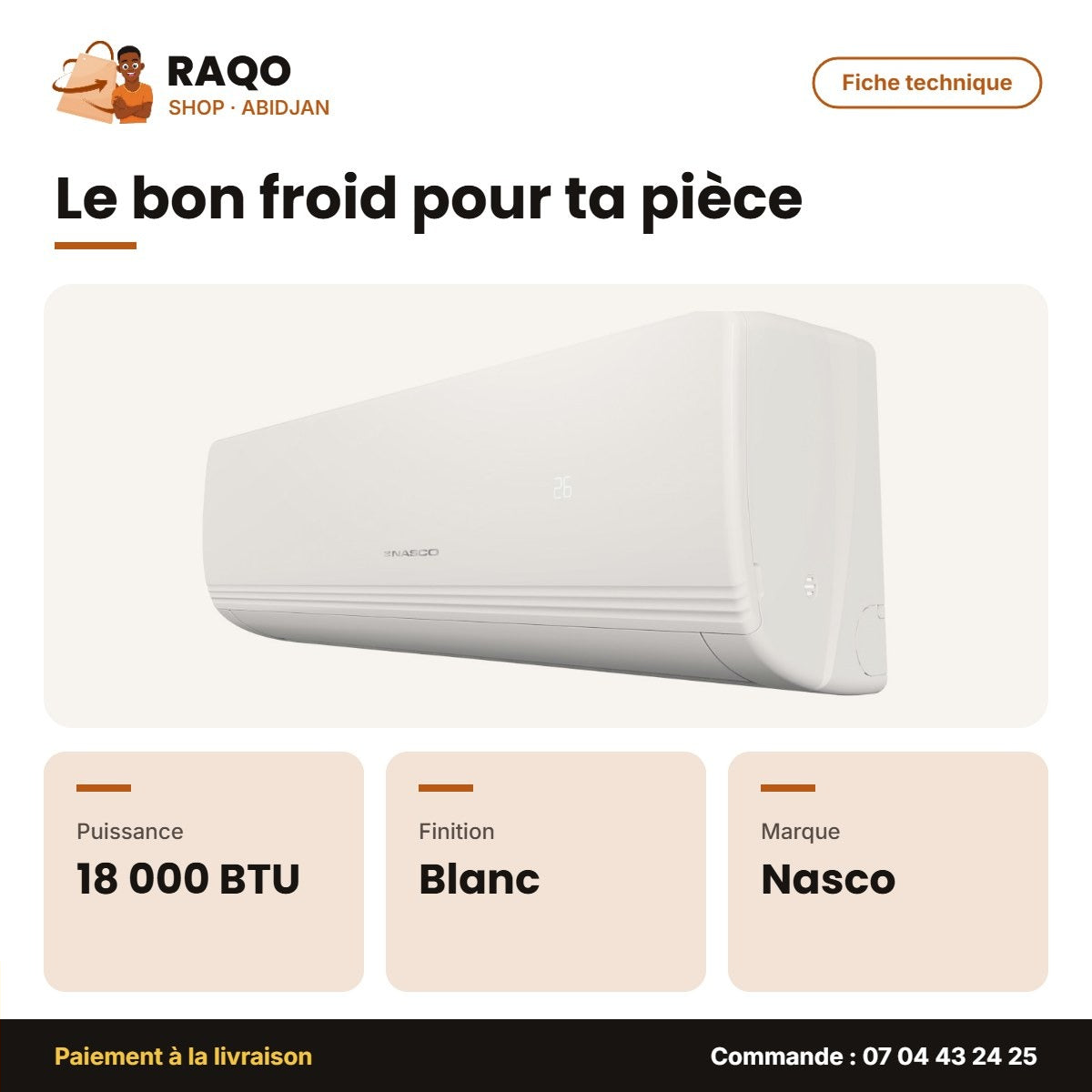 Split 18.000 BTU Nasco – Blanc | NAS-J18-N1