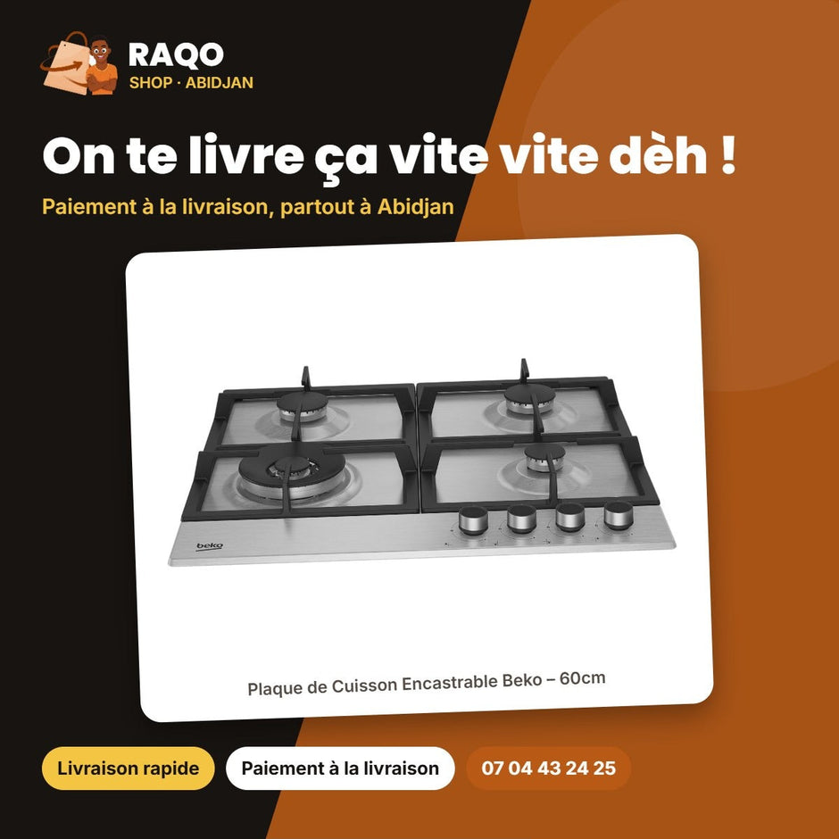 Plaque de Cuisson Encastrable Beko – 60cm – 4 Bruleurs à Gaz – Acier Inoxydable | HIAW64225SX